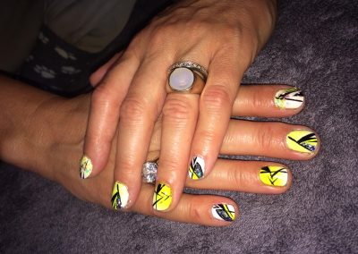 yellow shellac nail art