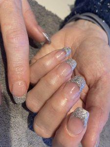 sparkle acrylic french manicure