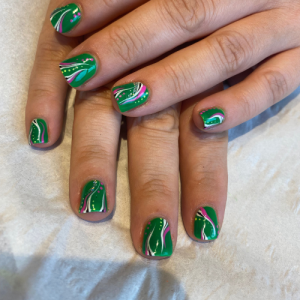 green shellac nail art